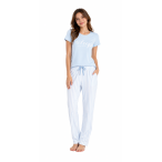 Pijama dama iarna (tricou + pantaloni lungi) Albastru delicat, marimea S, 100% bumbac