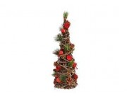 Элемент рождественского декора дерева, красный пластик, коричневый 16x48x16 см.