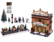 Сувенир-сцена LED Christmas: 3 дома, 8 елок, 2 фонаря, 4 фиг