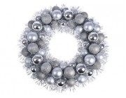 Венок рождественский из шаров D39cm, серебряный