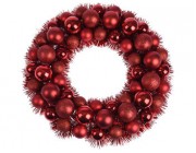 Венок рождественский из шаров D39cm, красный