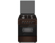 Плита Zanetti Z6000 GBR 60x60, 4 газ.конфорки.электроподжиг,газ духовка,коричневая