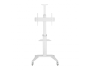 TV Mount Stand Gembird TVS-70T-02-W, 37-70-; White, VESA; max 70kg, Aluminum TV floor stand with caster wheels
