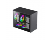 Case mATX GAMEMAX SPARK, w/o PSU, 1xUSB3.0, 1xType-C, Dual Tempered Glass, Black
