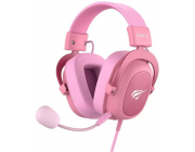 Gaming Headset Havit H2002d, 53mm driver, 20-20kHz, 64 Ohm, 110dB, Detachable Mic, Leather Earmuffs, In-Line Controls, 2.0m, 3.5mm(4pin), Pink

