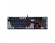 Gaming Keyboard Bloody B808N, Mechanical, Optical Tackile SW, Fn keys, Aluminum, Spill-resistant, Neon Backlight, 1.8m, USB, EN/RU, Black/Grey
