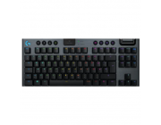 Gaming Wireless Keyboard Logitech G915 TKL, Mechanical, Ultra thin, GL Tactile, Aluminum, Media сontrols, Volume roller, RGB, 2.4GHz+BT, EN, Carbon
