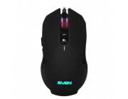 Gaming Mouse SVEN RX-G955, Optical 600-4000 dpi, 8 buttons, Soft Touch, Backlight, Macro, Black, USB

