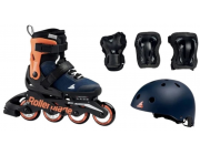 Роликовые коньки Rollerblade 07221500174 MICROBLADE CUBE BLU NOTTE/ARAN Size 33-36.5 – детские, колёса 4x72мм, жёсткость 80A, подшипники SG3, раздвижные