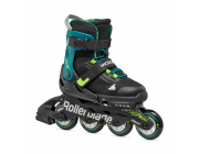 Роликовые коньки Rollerblade 86B0751520NG02 MICROBLADE XT NERO/VERDE PETROLIO Size 28-32 – детские, колёса 4x72мм, жёсткость 80A, подшипники SG3, раздвижные
