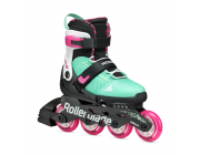 Роликовые коньки Rollerblade 86B0751520NG03 MICROBLADE XT NERO/VERDE MARE Size 33-36,5 – детские, колёса 4x72мм, жёсткость 80A, подшипники SG3, раздвижные