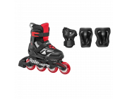 Роликовые коньки Rollerblade 86B0751550ND01 MICROBLADE COMBO NERO/ROSSO Size 33-36,5 – детские, колёса 4x72мм, жёсткость 80A, подшипники SG3, защита в комплекте