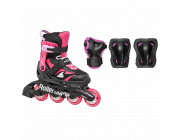 Роликовые коньки Rollerblade 86B0751550NJ02 MICROBLADE COMBO NERO/ROSSO Size 36-40 – детские, колёса 4x72мм, жёсткость 80A, подшипники SG3, защита в комплекте