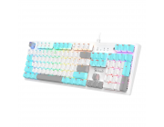 Gaming Keyboard Bloody S510R, Mechanical, BLMS Linear SW, Double-Shot Keycaps, Macro, Onboard Memory, Fn keys, RGB, 1.8m, USB, EN/RU, White