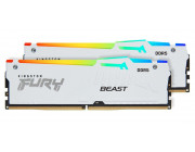 64GB (Kit of 2*32GB) DDR5-6400  Kingston FURY® Beast DDR5 White RGB EXPO, PC51200, CL32, 2Rx8, 1.4V, Auto-overclocking, Asymmetric WHITE Large heat spreader, Dynamic RGB effects featuring Fury Infrared Sync technology, AMD® EXPO v1.1 and Intel® Extreme Me