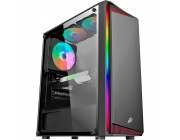 Case 1STPLAYER RB-4 BLACK, ATX w/o PSU, Tempered Glass Side Panel, Front Panel with Light Strip, F5M RGB fan (1rear), no hub and controller, 3.5' HDD*1/2.5- SSD*1, USB3.0*1, USB2.0*2, HD AUDIO, SPCC 0.40mm, Black