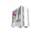 DEEPCOOL -CC360 WH ARGB- Micro-ATX Case, with Side-Window (Tempered Glass SidePanel) Magnetic, without PSU, Pre-installed: Rear 1x120mm ARGB fan, Front: 2x120mm ARGB fans, Magnetic Dust filters, Quick-release SSD mounting,2x3.5- Bays/3x2.5- Bays, 1xUSB3.0