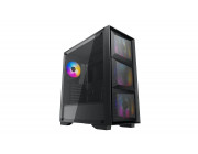 DEEPCOOL -MATREXX 50 MESH 4FS- ATX Case, with Side-Window, Tempered Glass Side, without PSU, Tool-less, 4x120mm tri-color LED fans pre-installed, 1xUSB3.0, 2xUSB2.0, Audio, Mic, Black