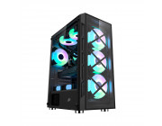 Case 1STPLAYER XP-G BLACK, ATX w/o PSU, Tempered Glass Side panel, Glass Front, CC ARGB fan (3front ,1rear), C4(HUB+Remote), Support ARGB, MB Synchronization, 3.5- HDD*2 / 2.5: SSD*3, USB3.0*1, USB2.0*2, HD AUDIO, SPCC 0.5mm, Black