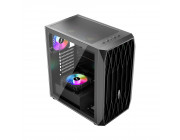 Case 1STPLAYER AY7 BLACK, ATX w/o PSU, Tempered Glass Side Panel, Mesh Front, Quick-realease panels, F2 ARGB fan (3front,1rear), C3 HUB without Controller, MB Synchronization, VGA bracket included, 3.5