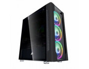 Case 1STPLAYER DX BLACK, E-ATX w/o PSU, Screwless Tempered Glass Side Panel, M1-PLUS 140mm ARGB fans (3front, 1rear), C1 (HUB+Remote), Support ARGB, MB Synchronization, Metal Mesh Cover Panel, 280mm Cooling, 3x3.5