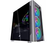 Case 1STPLAYER DX SILVER, E-ATX w/o PSU, Screwless Tempered Glass Side Panel, R1-PLUS 140mm RGB fans (3front,1rear), Metal Mesh Cover Panel, 280mm Cooling, 3x3.5