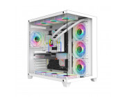 Case 1STPLAYER MV8-TP WHITE, ATX w/o PSU, Double-Sided tempered glass Front & Side panels, FCR-W ARGB fan (3 front side,3 bottom), FC-W ARGB fan (1rear), C1(ARGB HUB+Remote Control), MB Synchronization, 2x2.5