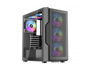 Case 1STPLAYER T7-P BLACK, ATX w/o PSU, Tempered Glass Side Panel, Front Panel: Plastic NET, F2 ARGB fan (3front,1rear), C3 HUB without Controller, MB Synchro, 2.5
