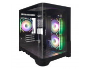 Case 1STPLAYER UV5 BLACK, mATX w/o PSU, Panoramic Side & Front Curved U-shaped 3mm Tempered glass, Dual Chamber, FCR ARGB fan (2front side), FC ARGB fan (1rear), C4(HUB), Support ARGB, MB Synchronization, Magnetic filter, Bottom Dust Cover, 1xHDD/2*SSD, 2