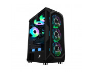 Case 1STPLAYER X6 BLACK, ATX w/o PSU, Tempered Glass Side panel, Mesh Front, F2 ARGB fan (3front ,1rear), C3 HUB without Controller, Support ARGB, MB Synchronization, 3.5