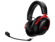 Wireless headset  HyperX Cloud III Wireless, Black/Red, Frequency response: 10Hz–21kHz, Battery life up to 120h, Driver: Dynamic, 53mm with Neodymium magnets, Ultra-Clear Microphone with LED Mute Indicator, DTS Headphone:X Spatial Audio, USB 2.4GHz Wirele
