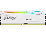 16GB DDR5-5200  Kingston FURY® Beast DDR5 White RGB EXPO , PC41600, CL36, 1.25V, 1Rx8, Auto-overclocking, Asymmetric WHITE Large heat spreader, Dynamic RGB effects featuring HyperX Infrared Sync technology, AMD® EXPO v1.0 and Intel® Extreme Memory Profile