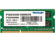 4GB DDR3-1600 SODIMM  PATRIOT Signature Line, PC12800, CL11, 2 Rank, Double-sided module, 1.5V