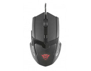 Trust Gaming GXT 101 Gav Mouse, 600 - 4800 dpi, 6 button, Illuminated logo in continuously changing colours ,Ergonomic & comfortable design, 1,8 m USB, Black