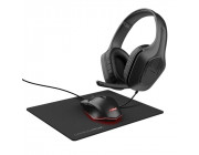 Trust Tridox 3-IN-1 GAMING BUNDLE GXT 790 - Zirox lightweight headset, Felox illuminated mouse, and mousepad, Black