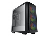 DEEPCOOL -CG560- ATX Case, with Side-Window (Tempered Glass Side Panel), without PSU, Tool-less, Pre-installed: Front 3x120mm A-RGB fans, Rear 1x140mm fan, Megnetic dust filters, 2xUSB3.0, 1xAudio, Black