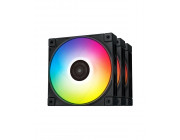 120mm Case Fan - DEEPCOOL -FC120 - 3 IN 1-, 3x A-RGB LED Fans, 120x120x25 mm, 500~1800 RPM±10%, 61.91 CFM, <28 dB(A), 4-pin PWM, Hydro Bearing, 3-pin(+5V-D-G), Black