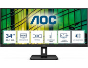 34.0' AOC IPS LED U34E2M WQHD Black (4ms, 4000:1, 300cd, 3440x1440, 178°/178°, 2 x HDMI2.0, DisplayPort, Audio Line-out, VESA)