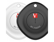 VERBATIM My Finder Bluetooth Tracker 2 Pack, Black & White, Works EXCLUSIVELY with the Apple devices in -Find My app-, For your keys, luggage or even your child’s toy, Play Sound, NFC, IP66, Replaceable battery lasts up to 1 year