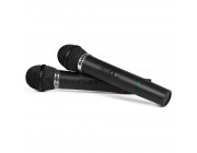 SVEN MK-715, Two plastic wireless dynamic microphones for karaoke, radio / 6.3 mm plug, up to 30 m distance, LED, black