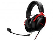 Headset  HyperX Cloud III, Red, Solid aluminium build, Microphone: detachable, DTS Headphone:X Spatial Audio, Driver: Dynamic / 53mm with Neodymium magnets, Frequency response: 10Hz–21kHz, Cable length:1.2m+1.3m USB dongle cable, Multiplatform Compatible 