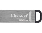 128GB USB3.2  Kingston DataTraveler Kyson Silver, Metal casing, Compact and lightweight (Read 200 MByte/s, Write 60 MByte/s)