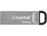 64GB USB3.2  Kingston DataTraveler Kyson Silver, Metal casing, Compact and lightweight (Read 200 MByte/s)