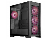 GT302 ASUS TUF GAMING TG ARGB BLACK CASE, w/o PSU, Hidden-connectors MBs support, Detachable top panel, Interchangeable side panels, 360mm radiator support, Cable Routing 37mm, Front: 3x140mm ARGB fan, Rear: 1x140mm ARGB fan, 2x3.5-HDD/ 4x2.5- SSD, 1xUSB-