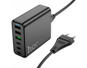 USB Charger  HOCO C133A Earl Six-port 75W, 3 x USB-C + 3 x USB, USB-C 1/2: up to 45W, USB-C 3: up to 20W, USB-A 1: up to 2W, USB-A 2/3: up to 10W, up to PD45W / QC3.0, Black