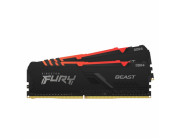 32GB (Kit of 2*16GB) DDR4-2666  Kingston FURY® Beast DDR4 RGB, PC21300, CL16, 1Rx8, 1.2V, Auto-overclocking, Asymmetric BLACK low-profile heat spreader, Dynamic RGB effects featuring Kingston FURY Infrared Sync technology, Intel XMP Ready (Extreme Memory 