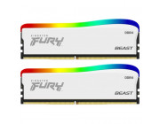 16GB (Kit of 2*8GB) DDR4-3200  Kingston FURY® Beast DDR4 White RGB Special Edition, PC25600, 1Rx8, CL16, 1.35V, Auto-overclocking, Asymmetric WHITE heat spreader, Dynamic RGB effects featuring Kingston FURY Infrared Sync technology, Intel XMP Ready (Extre