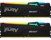 32GB (Kit of 2*16GB) DDR5-5200  Kingston FURY® Beast DDR5 RGB EXPO, PC41600, CL36, 1Rx8, 1.25V, Auto-overclocking, Asymmetric BLACK low-profile heat spreader, Dynamic RGB effects featuring HyperX Infrared Sync technology, AMD® EXPO v1.0 and Intel® Extreme