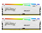 32GB (Kit of 2*16GB) DDR5-5600  Kingston FURY® Beast DDR5 White RGB EXPO, PC44800, CL36, 2Rx8, 1.25V, Auto-overclocking, Asymmetric WHITE Large heat spreader, Dynamic RGB effects featuring HyperX Infrared Sync technology, AMD® EXPO v1.0 and Intel® Extreme