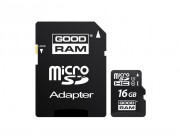 16GB microSD Class10 U1 UHS-I + SD adapter  Goodram M1AA, 600x, Up to: 90MB/s